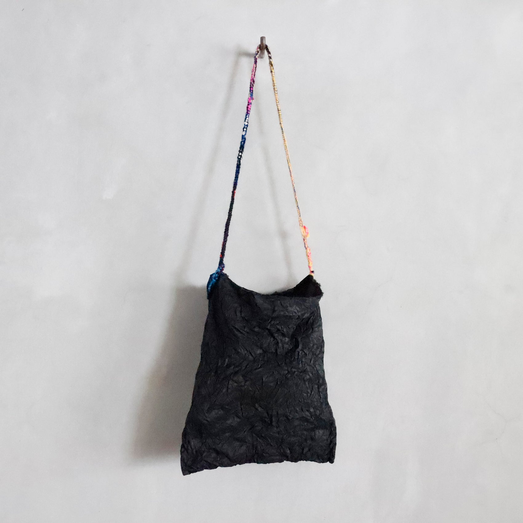 daniela gregis | silk taffeta bag pepperoncino media lavata - black