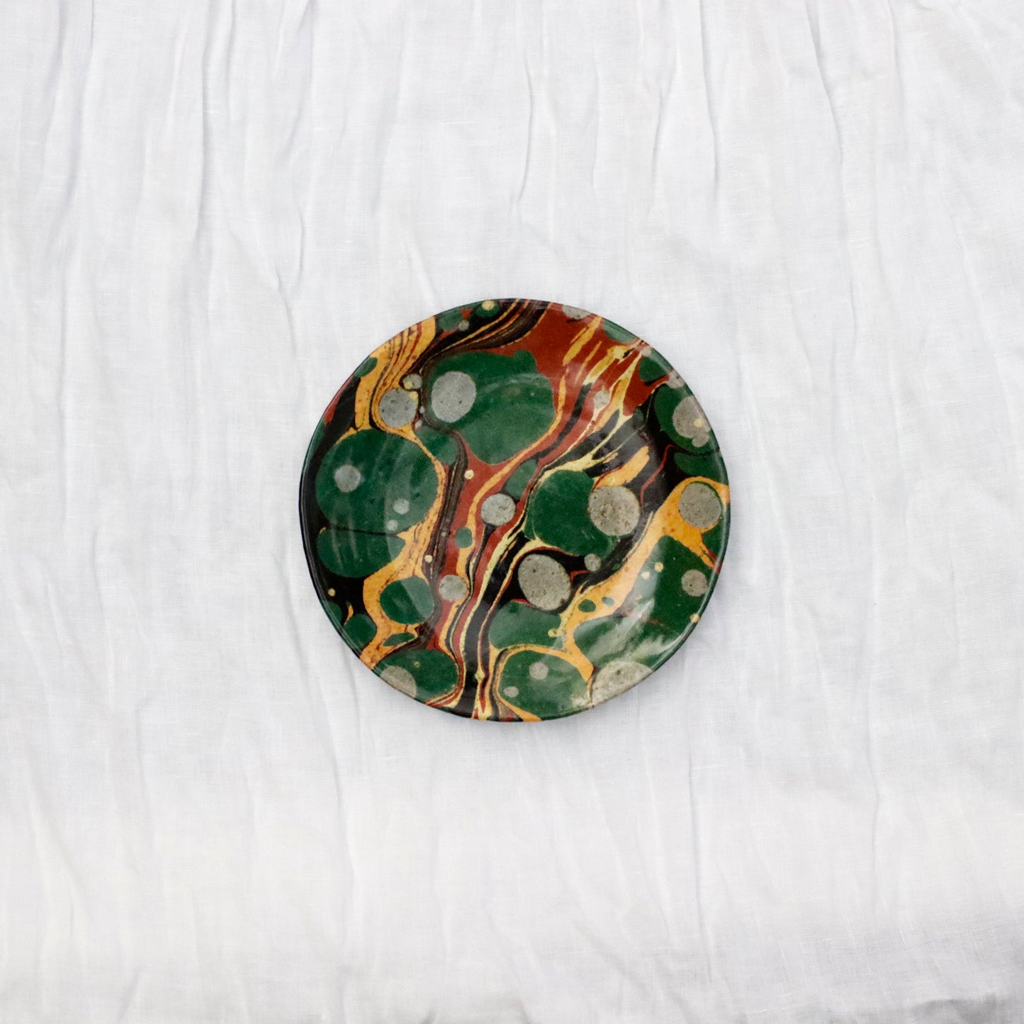 “John Derian” Green Red Yellow Marble Saucer