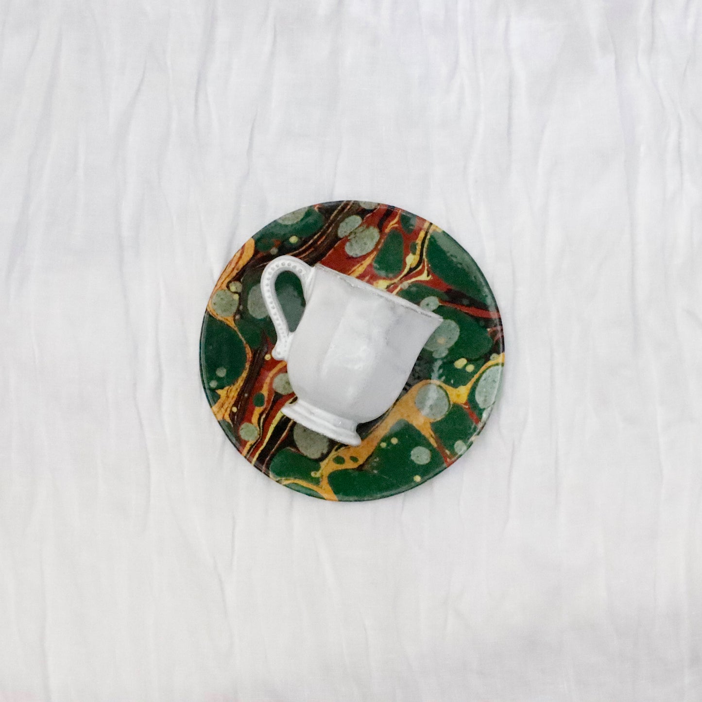 “John Derian” Green Red Yellow Marble Saucer