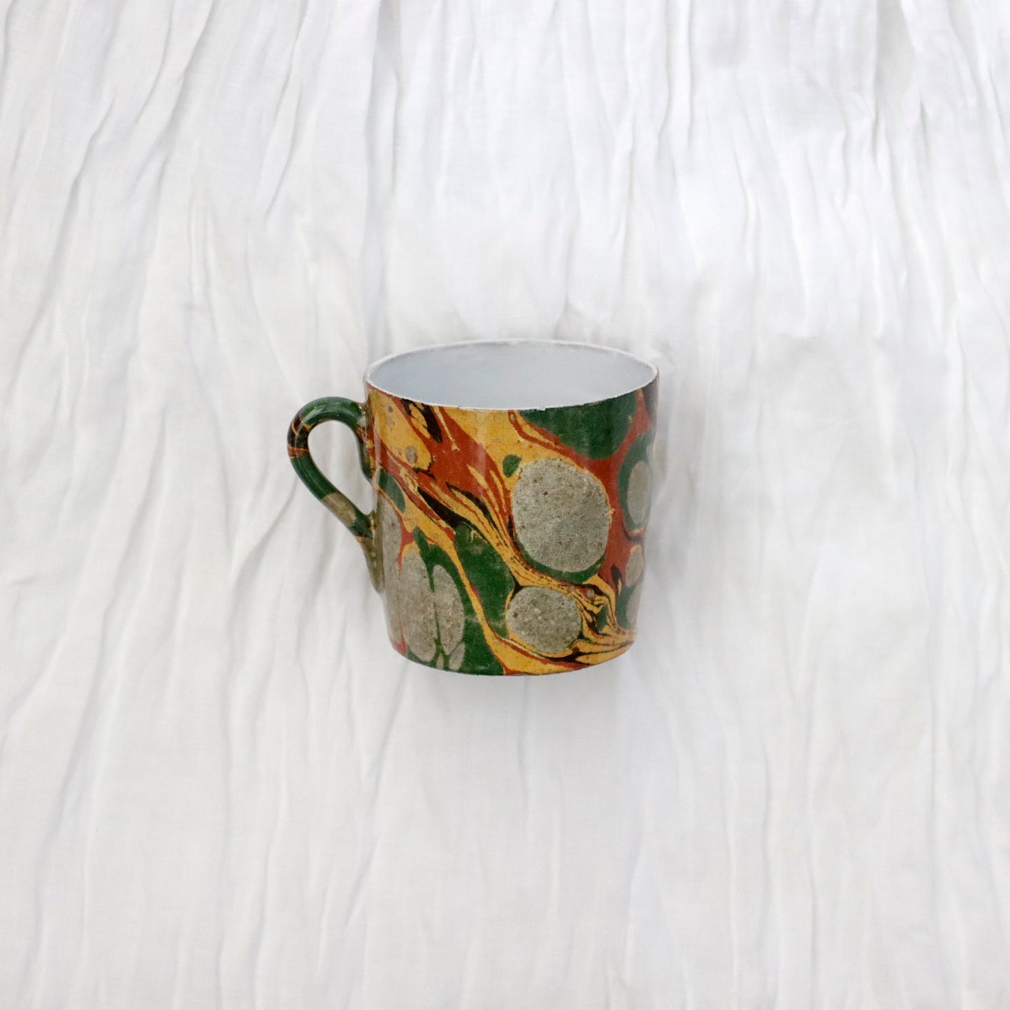 “John Derian” Green Red Yellow Marble Cup