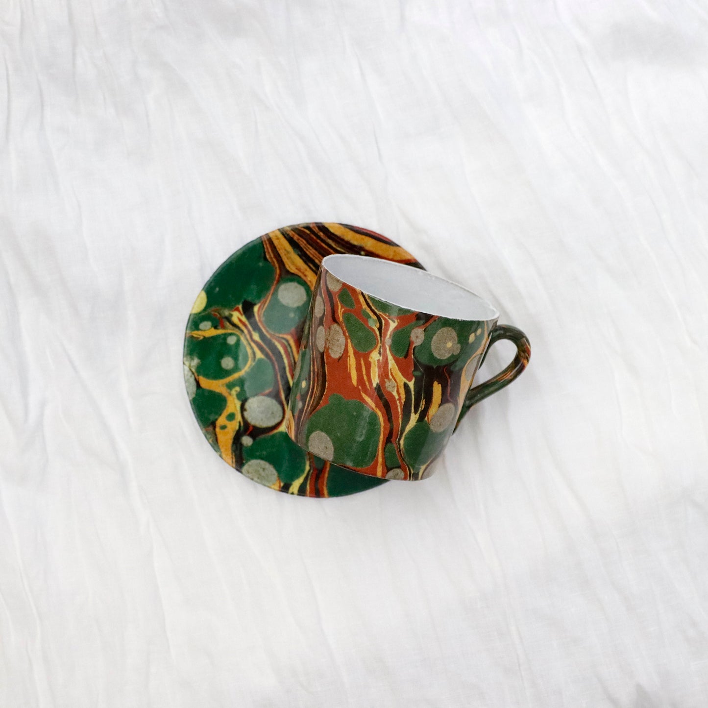 “John Derian” Green Red Yellow Marble Cup