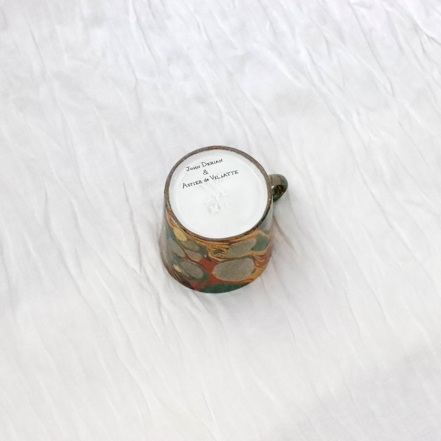 “John Derian” Green Red Yellow Marble Cup