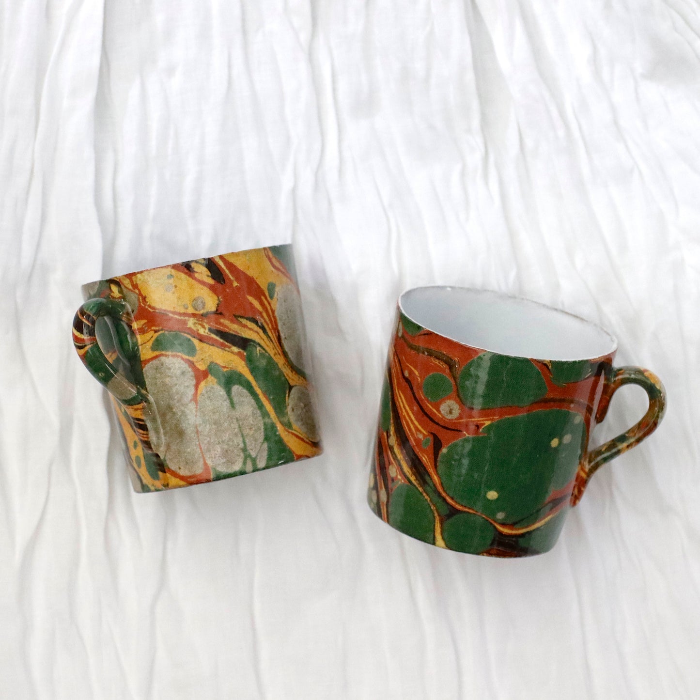 “John Derian” Green Red Yellow Marble Cup