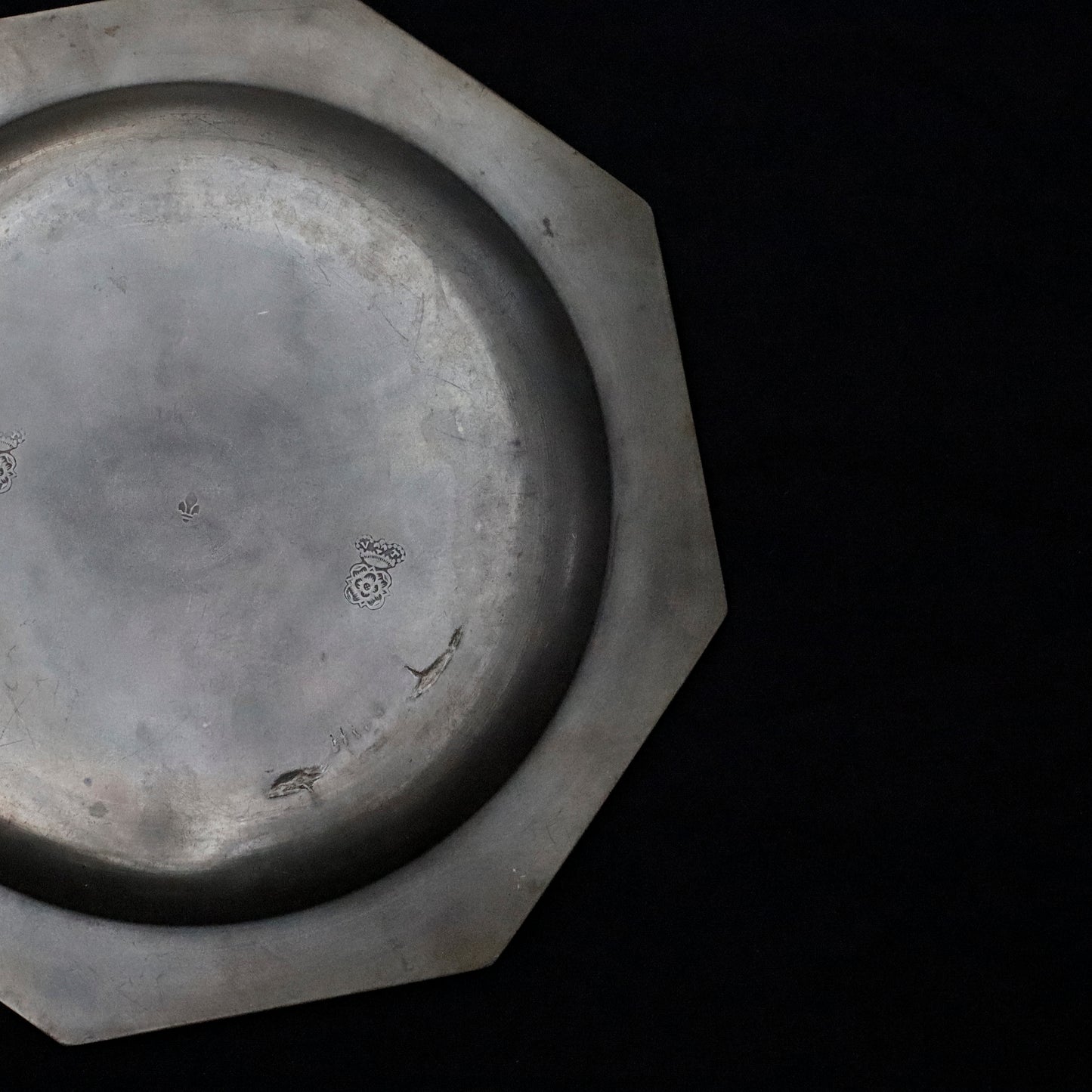 OCTAGONAL PEWTER PLATE