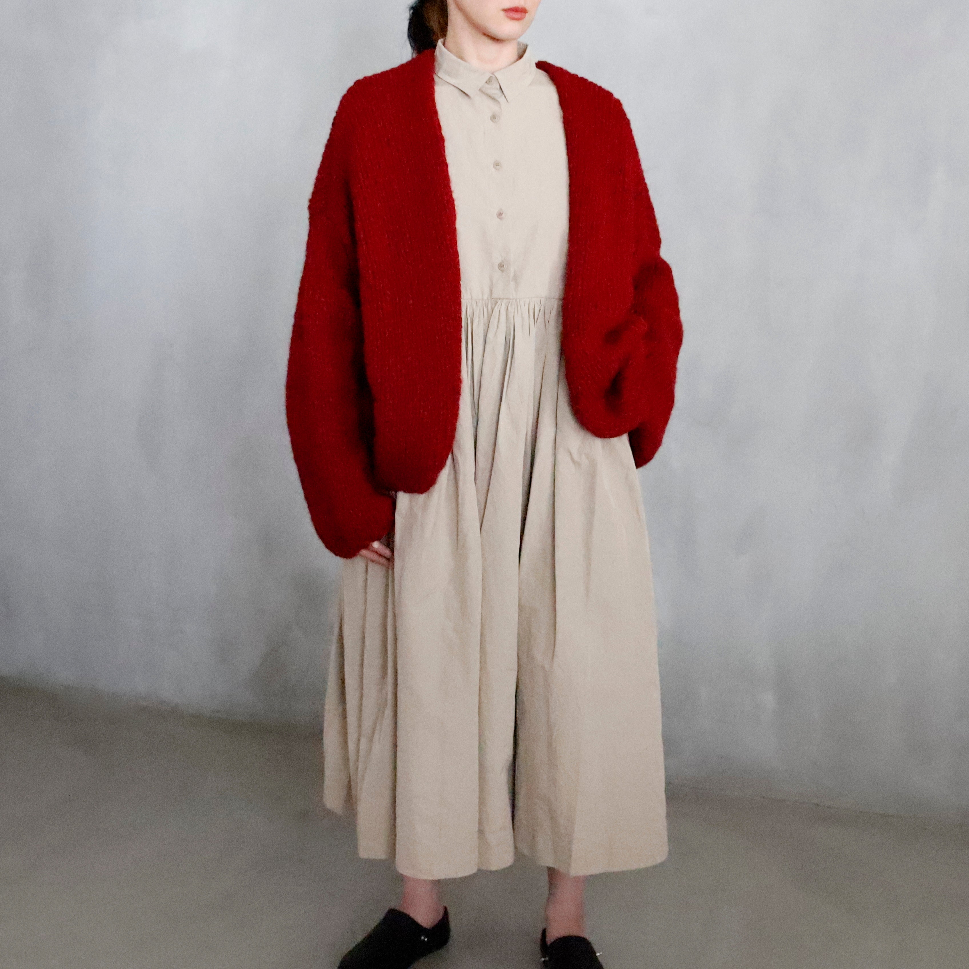 CASEY/CASEY | SHORT CARDIGAN ー RED – VISIONS