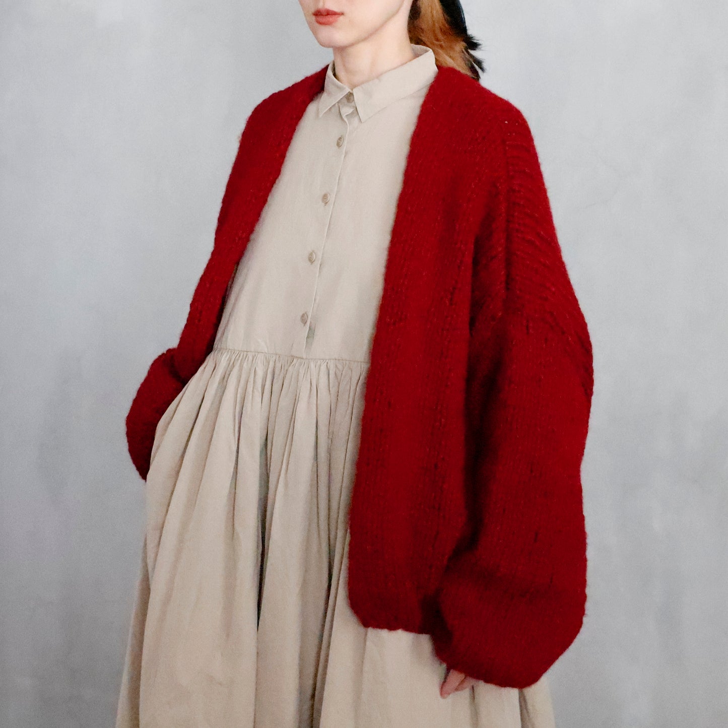 CASEY/CASEY | SHORT CARDIGAN ー RED