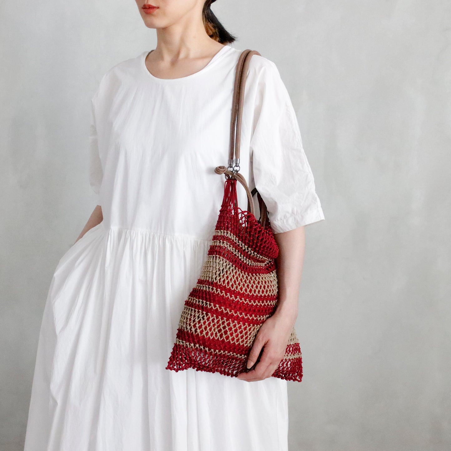 CP NET BAG - BURGUNDY / BEIGE