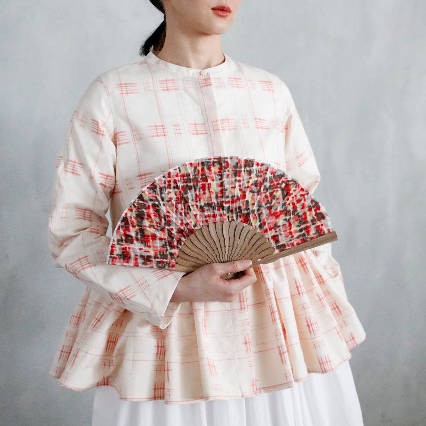 CP SENSU / FOLDING FAN - RED CHECK