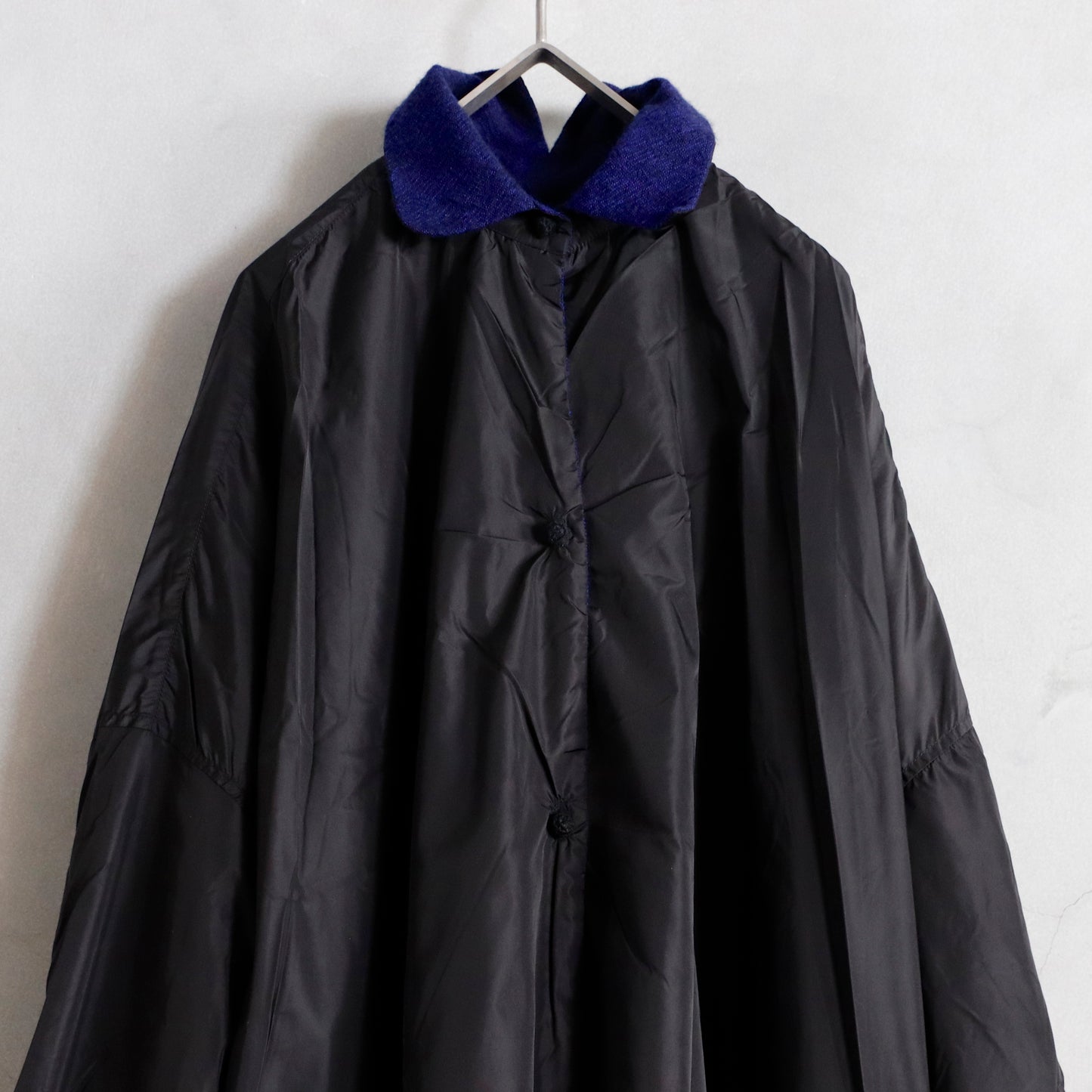 reversible shirt jacket larghissima corta double lavata - black / electric blue