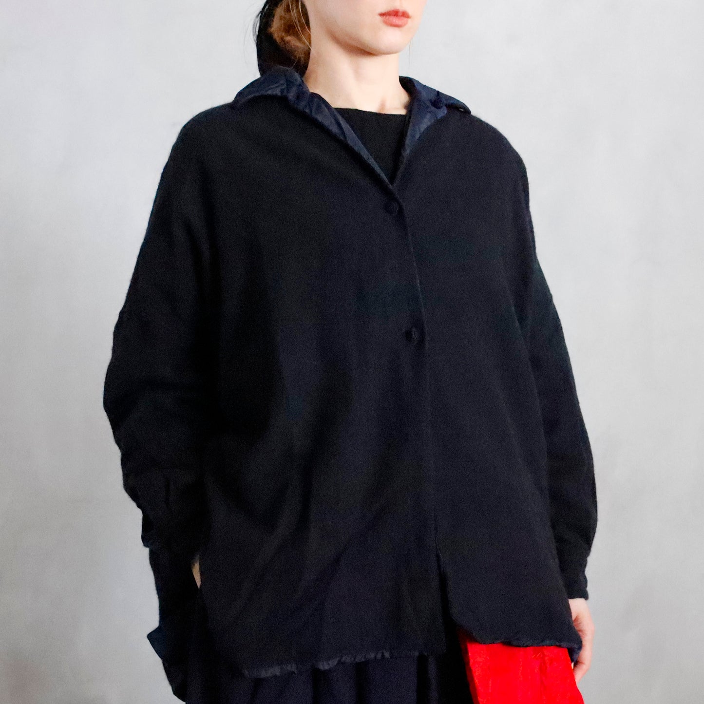 reversible shirt jacket larghissima corta double lavata - blue / dark gray