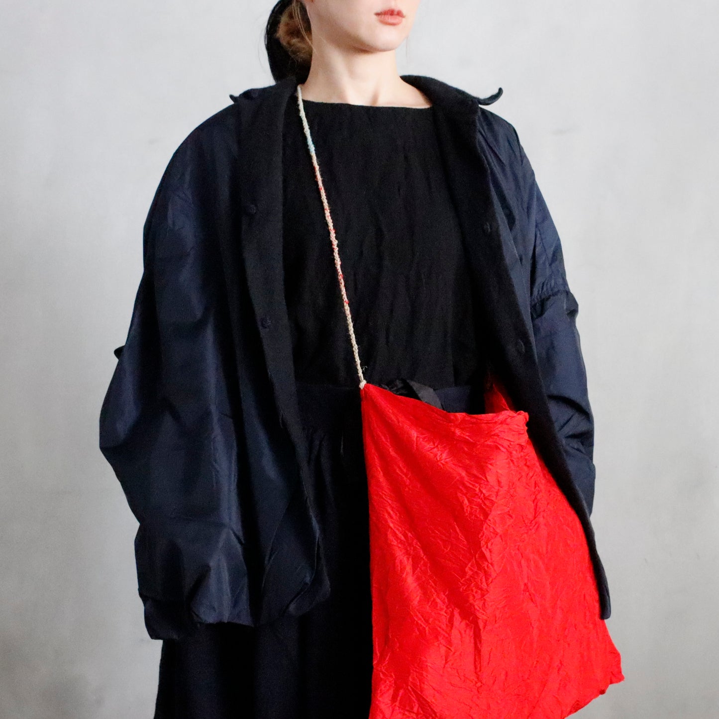 reversible shirt jacket larghissima corta double lavata - blue / dark gray