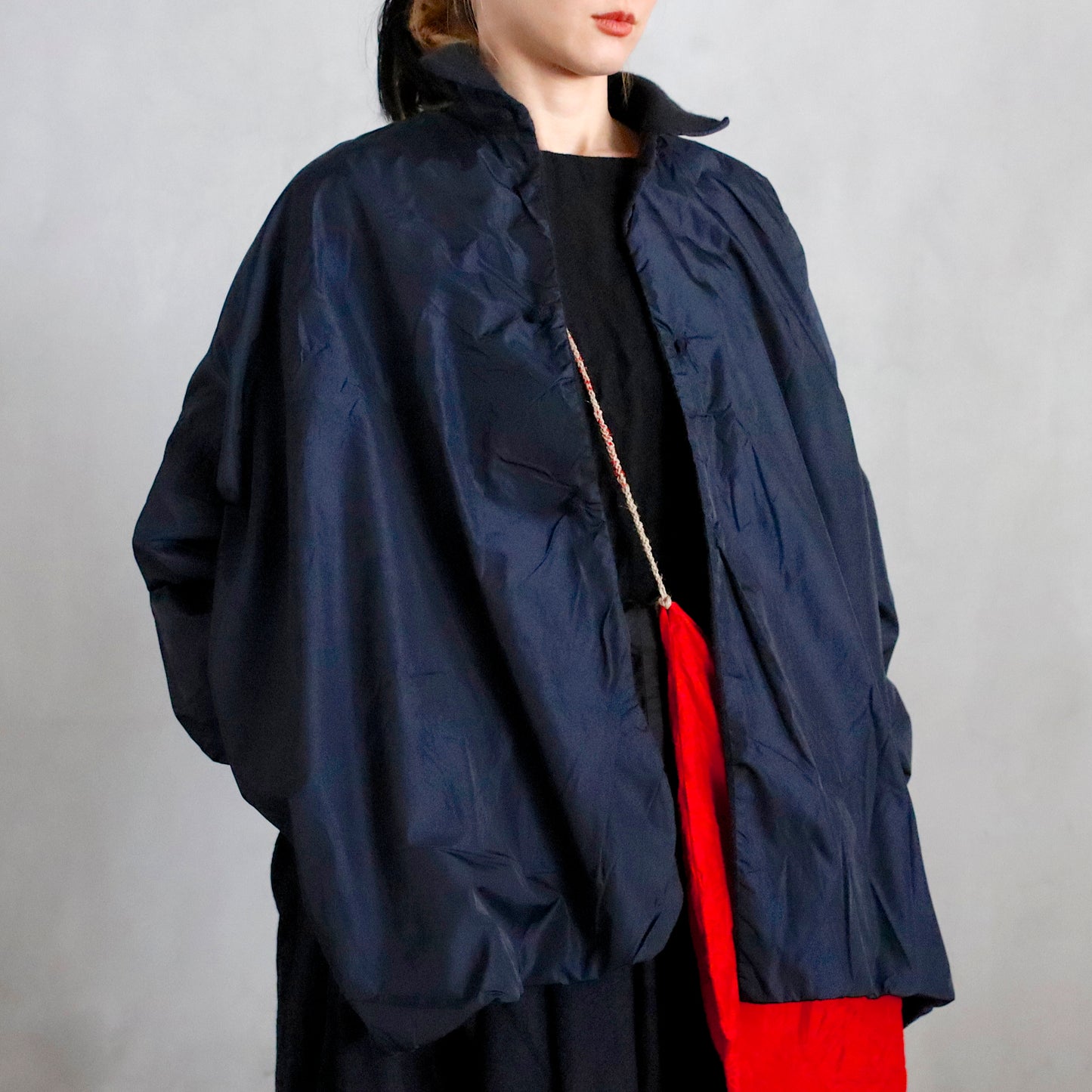 reversible shirt jacket larghissima corta double lavata - blue / dark gray