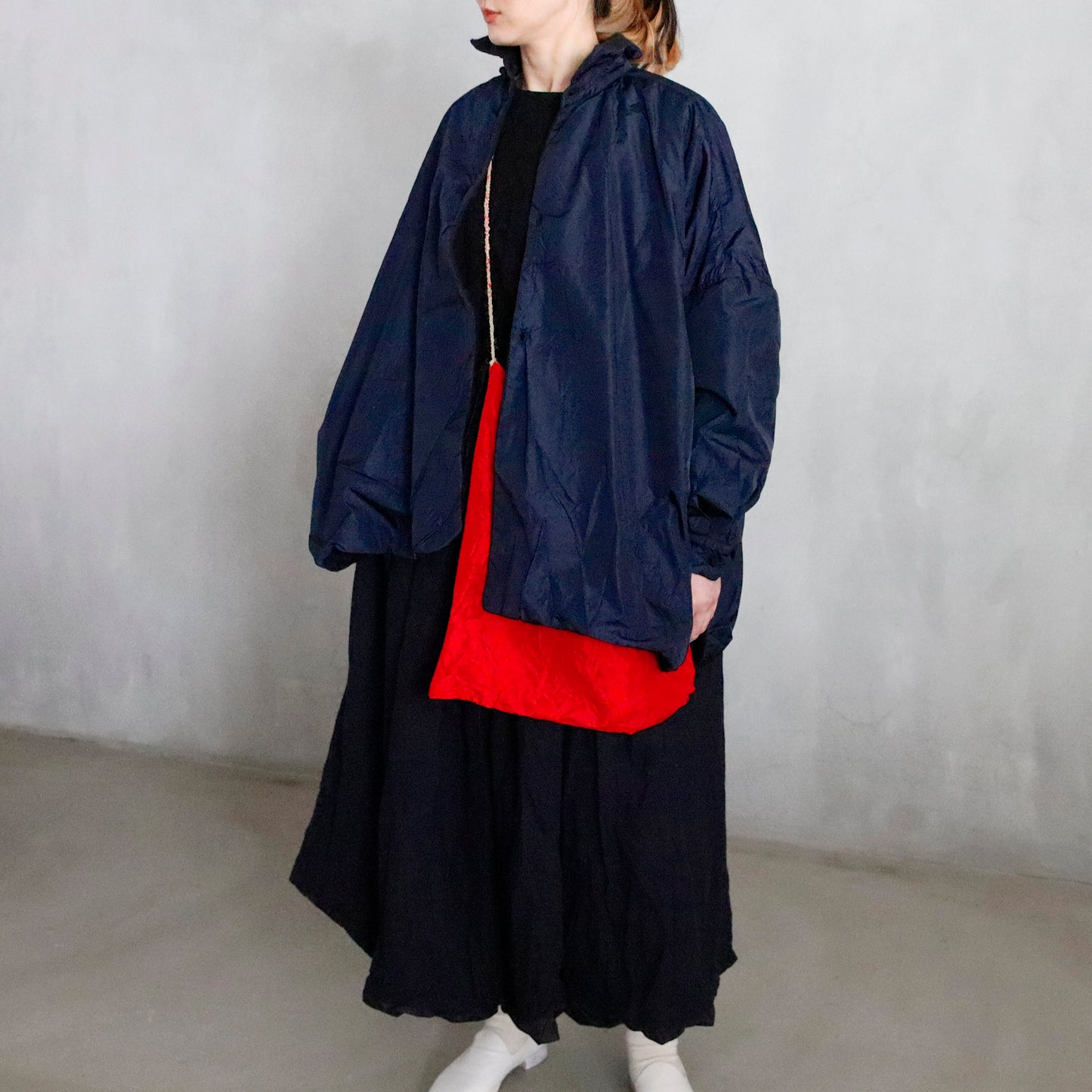 reversible shirt jacket larghissima corta double lavata - blue / dark gray