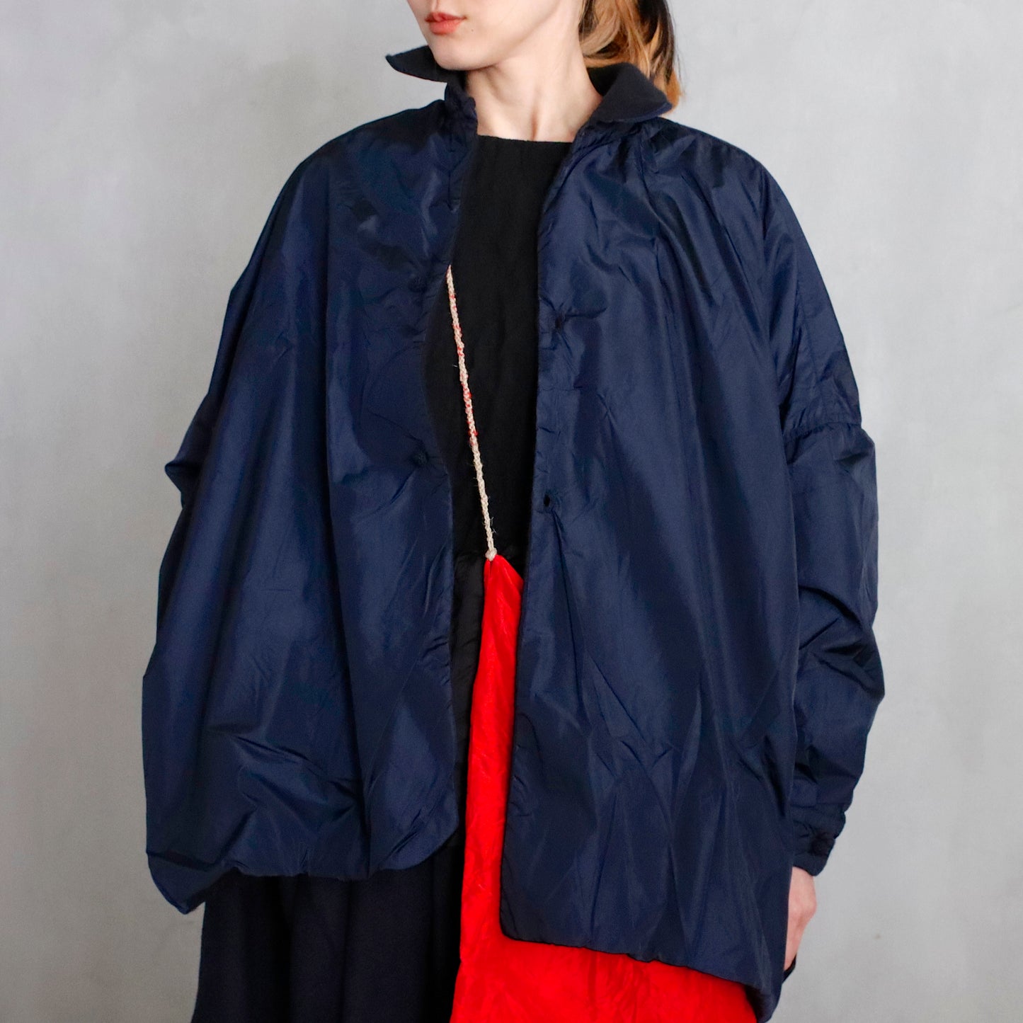 reversible shirt jacket larghissima corta double lavata - blue / dark gray