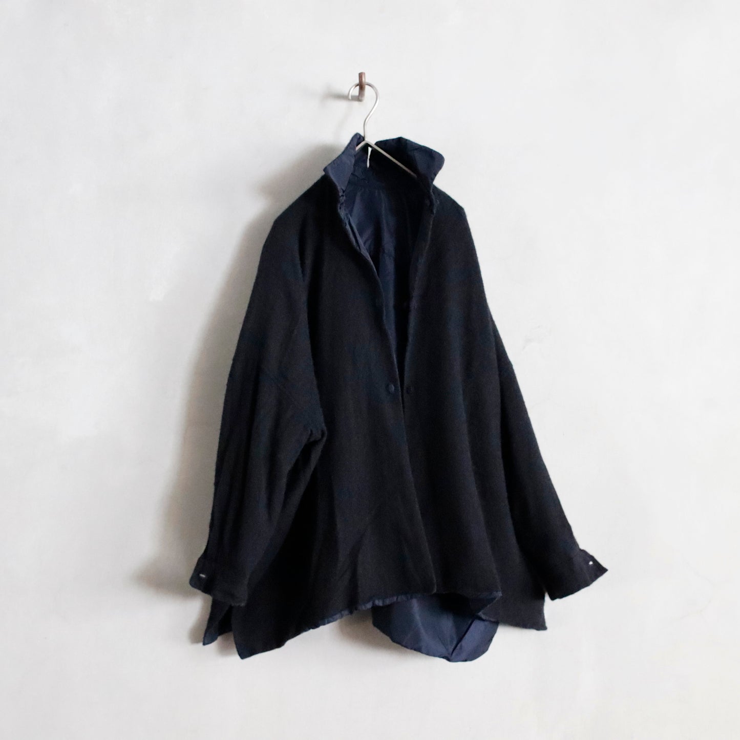 reversible shirt jacket larghissima corta double lavata - blue / dark gray