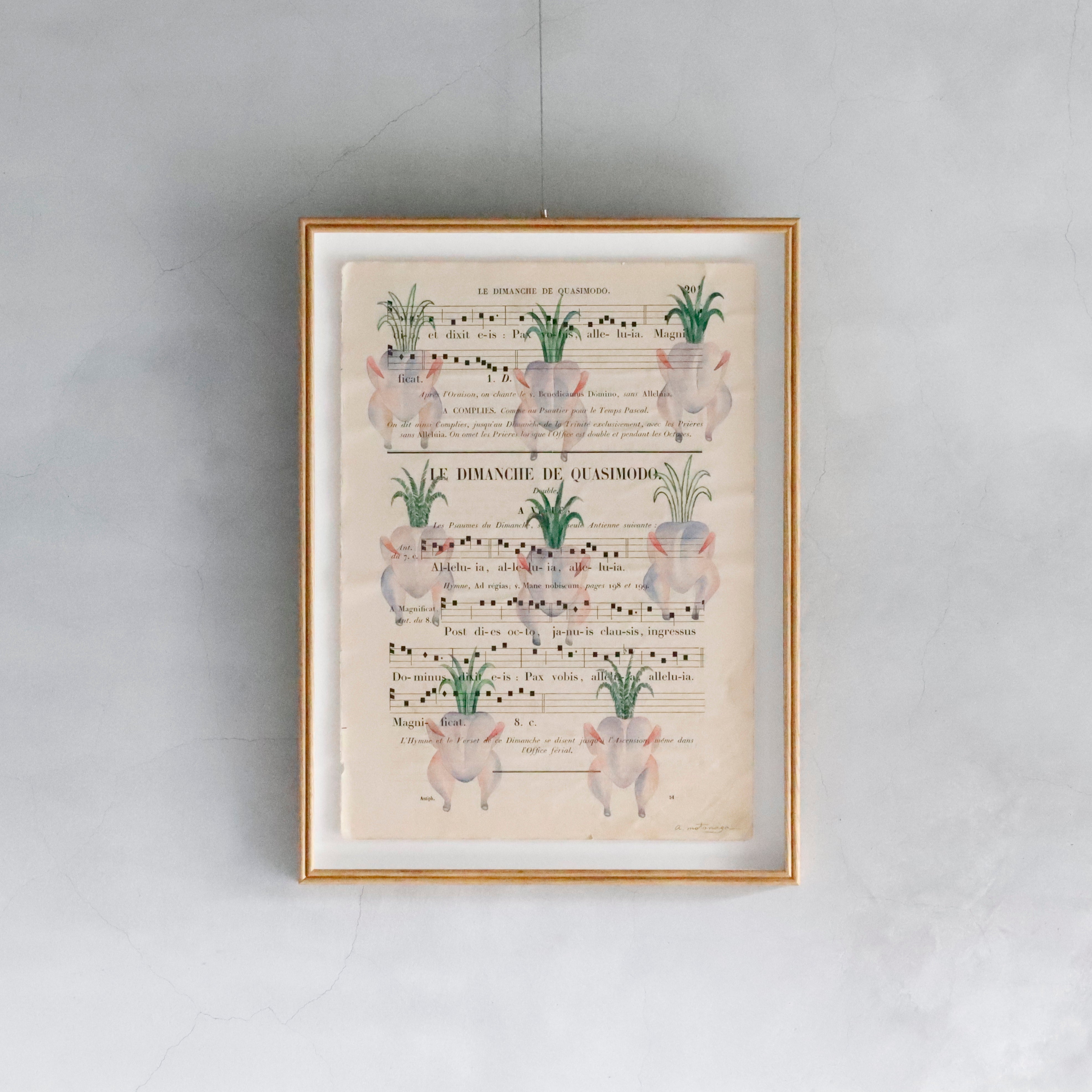 明日午前中まで販売！手作り額付きシルクスクリーン応用絵画「ひょっこりニャンコ」 明日午前中まで販売！手作り額付きシルクスクリーン応用絵画