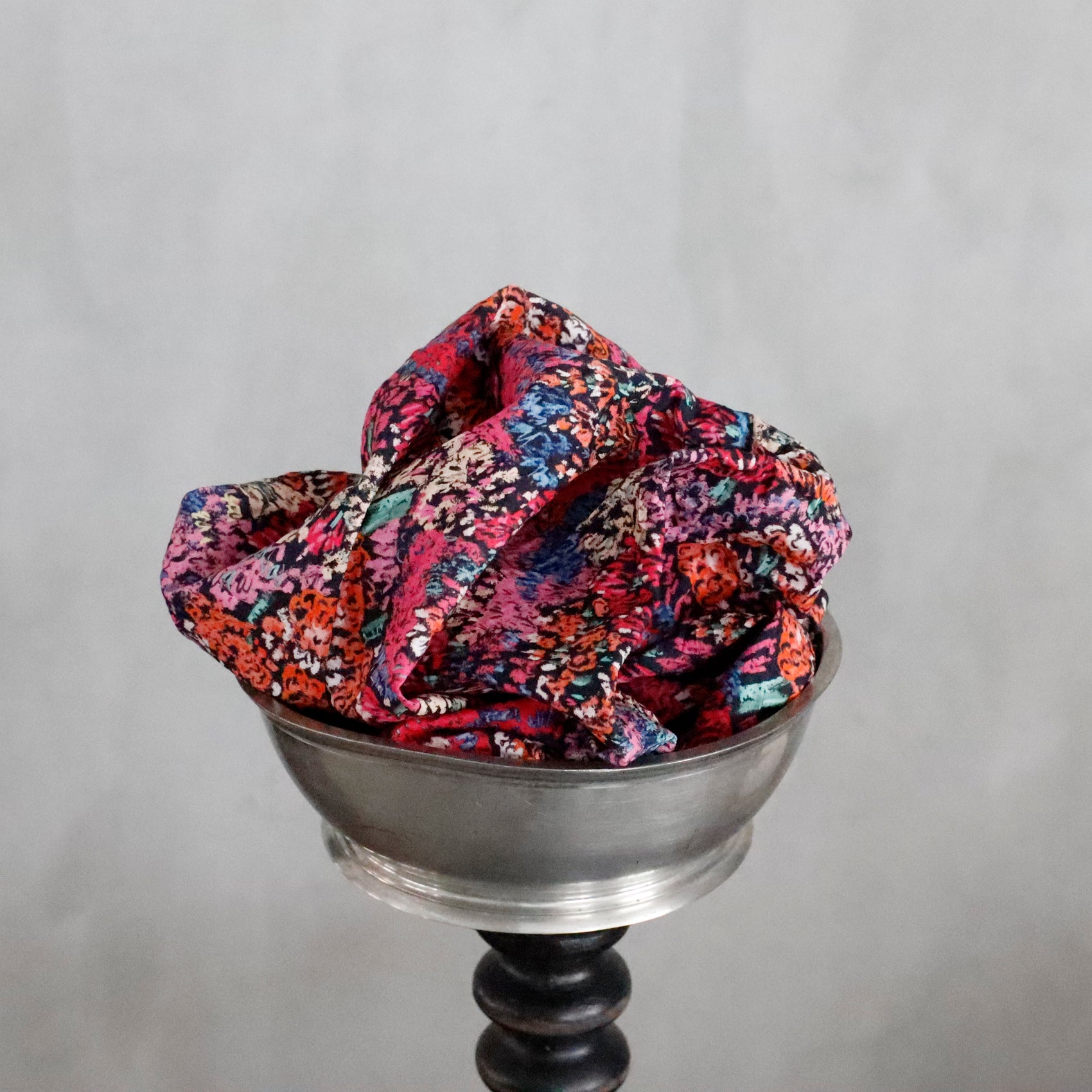handkerchief medio lavato ― pink flower